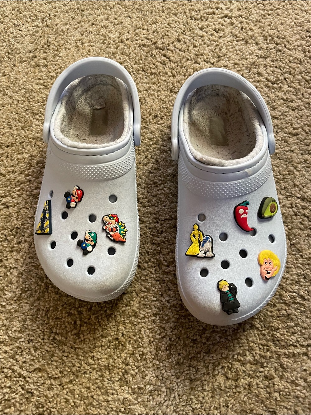 Crocs Blue Women’s 9 men’s 7 Alice in wonderland Mario Harry Potter Star Wars